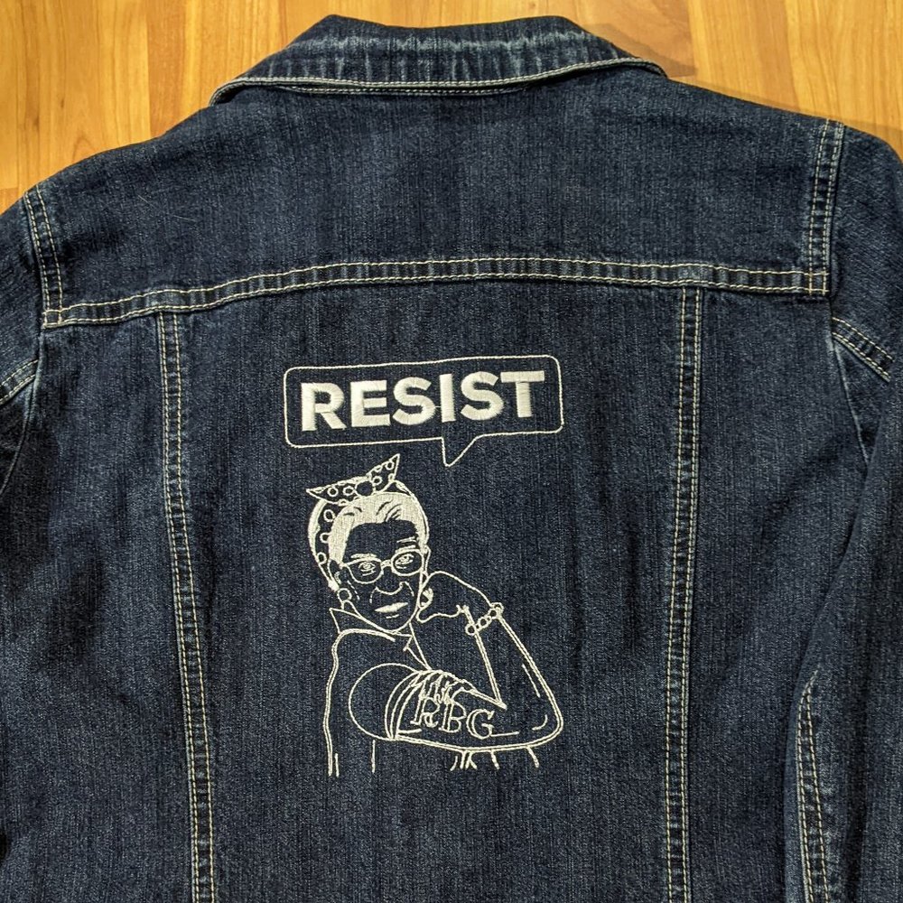 Laura Ashley Denim Jacket with RBG Resist Embroidery